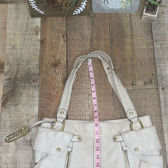 B. Makowsky Leather Tote Shoulder Bag Bone Leather - Picture 9 of 14